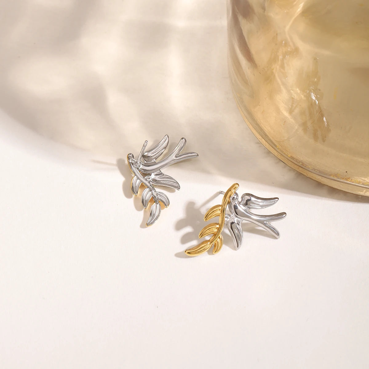 Gold/Silver Dove Leaf Earrings