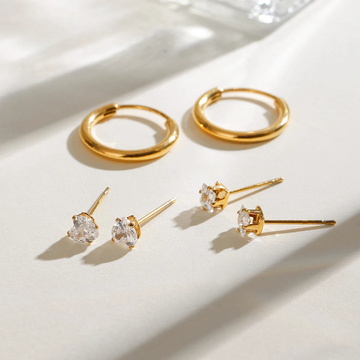Plain White Zircon Earrings