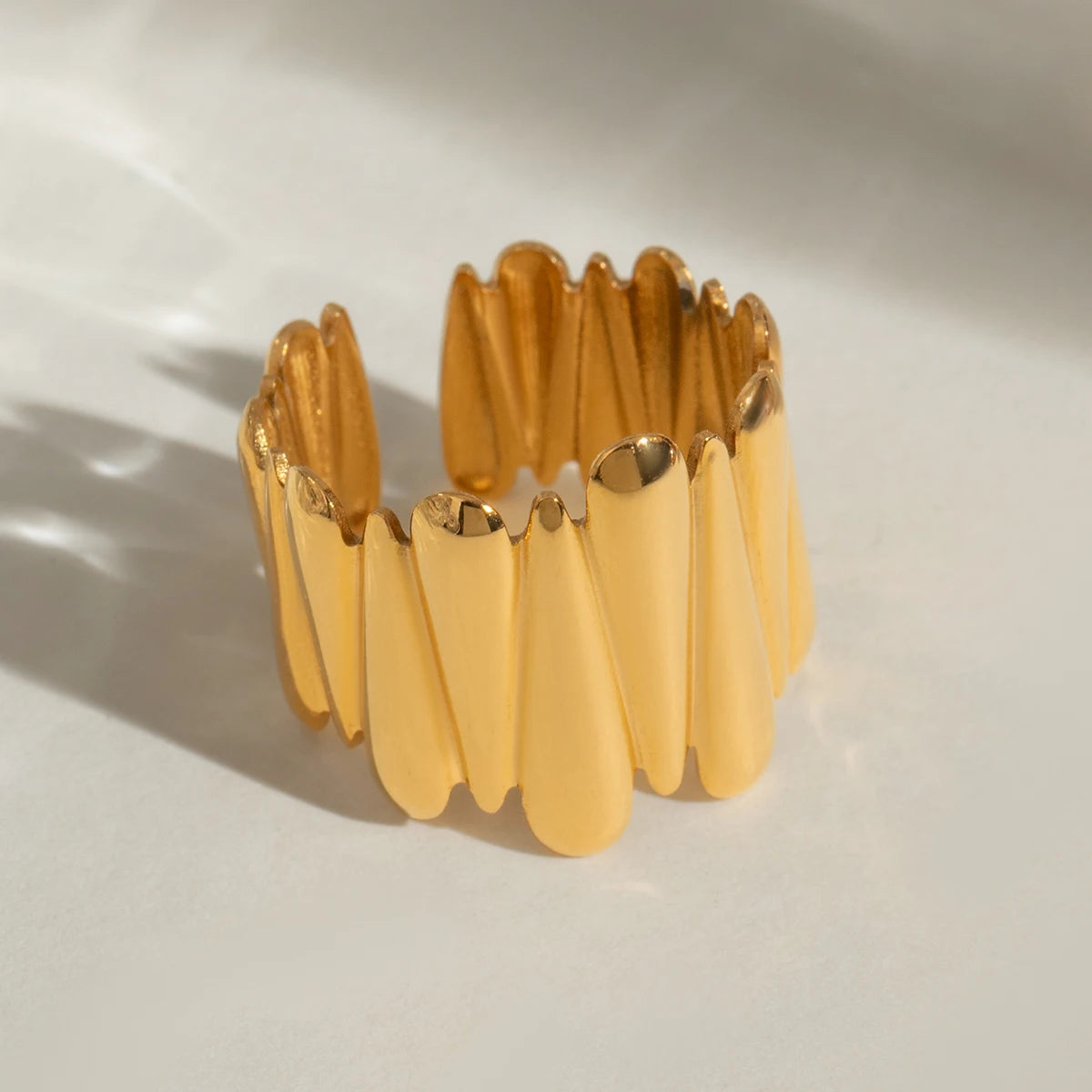 Gold Glossy Water Drop Ring
