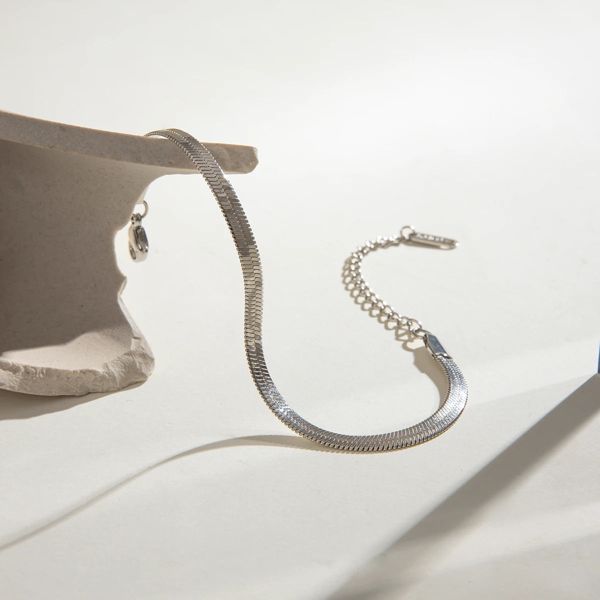 Silver Flat Snake Chain Bracelet