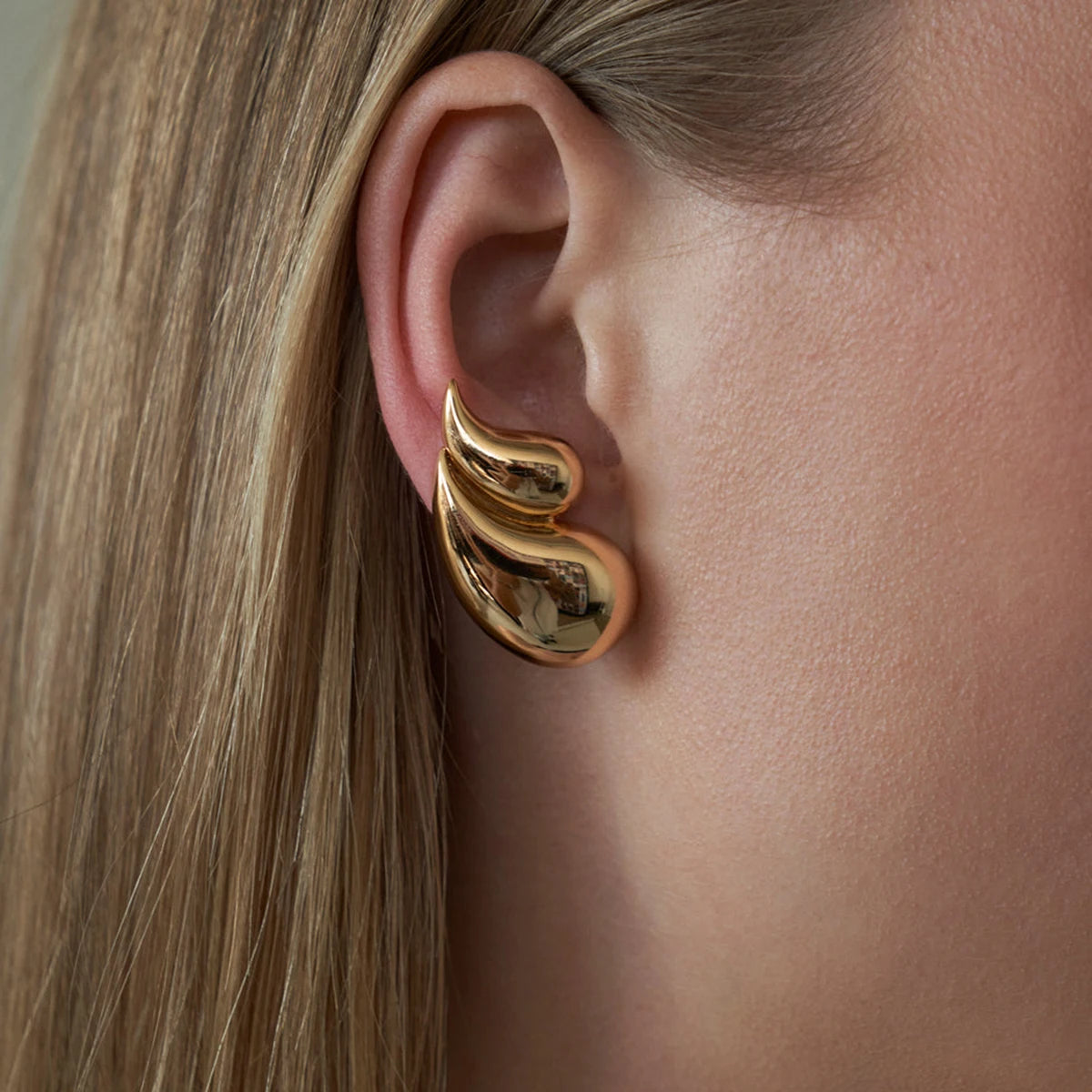 Gold Double Layer Earrings