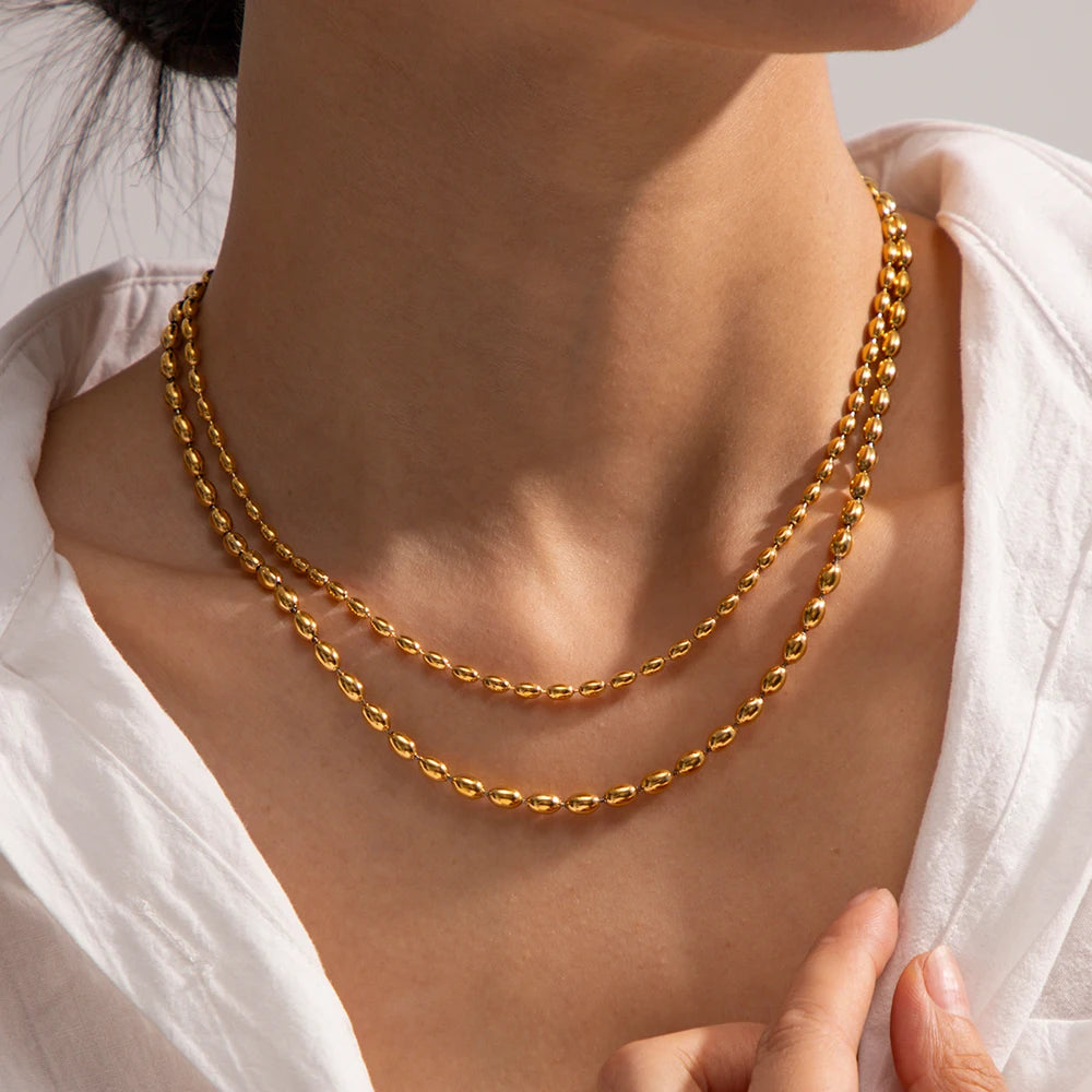 Gold Millet Bead Necklace