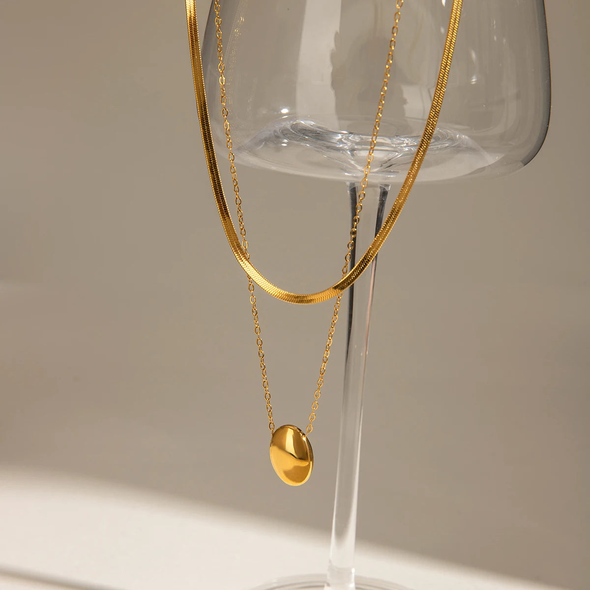 Gold Double-layer Pendant Necklace