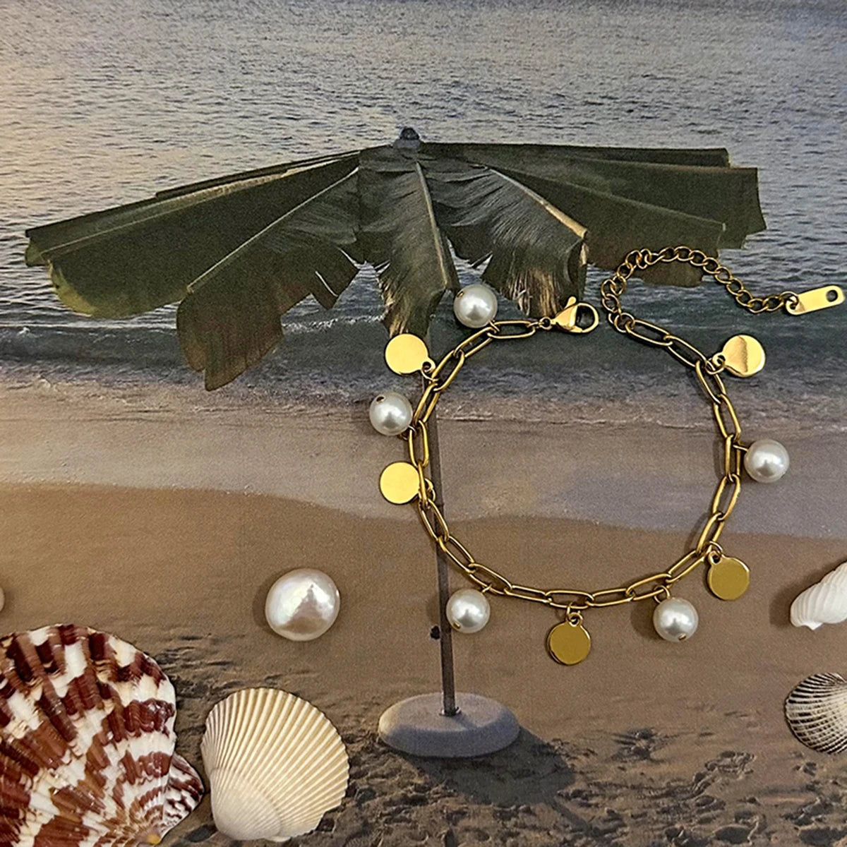 Glass Pearl Charm Bracelet