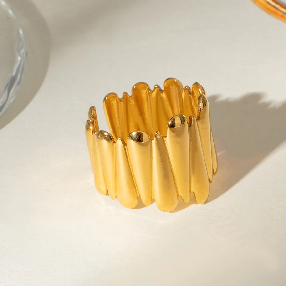 Gold Glossy Water Drop Ring
