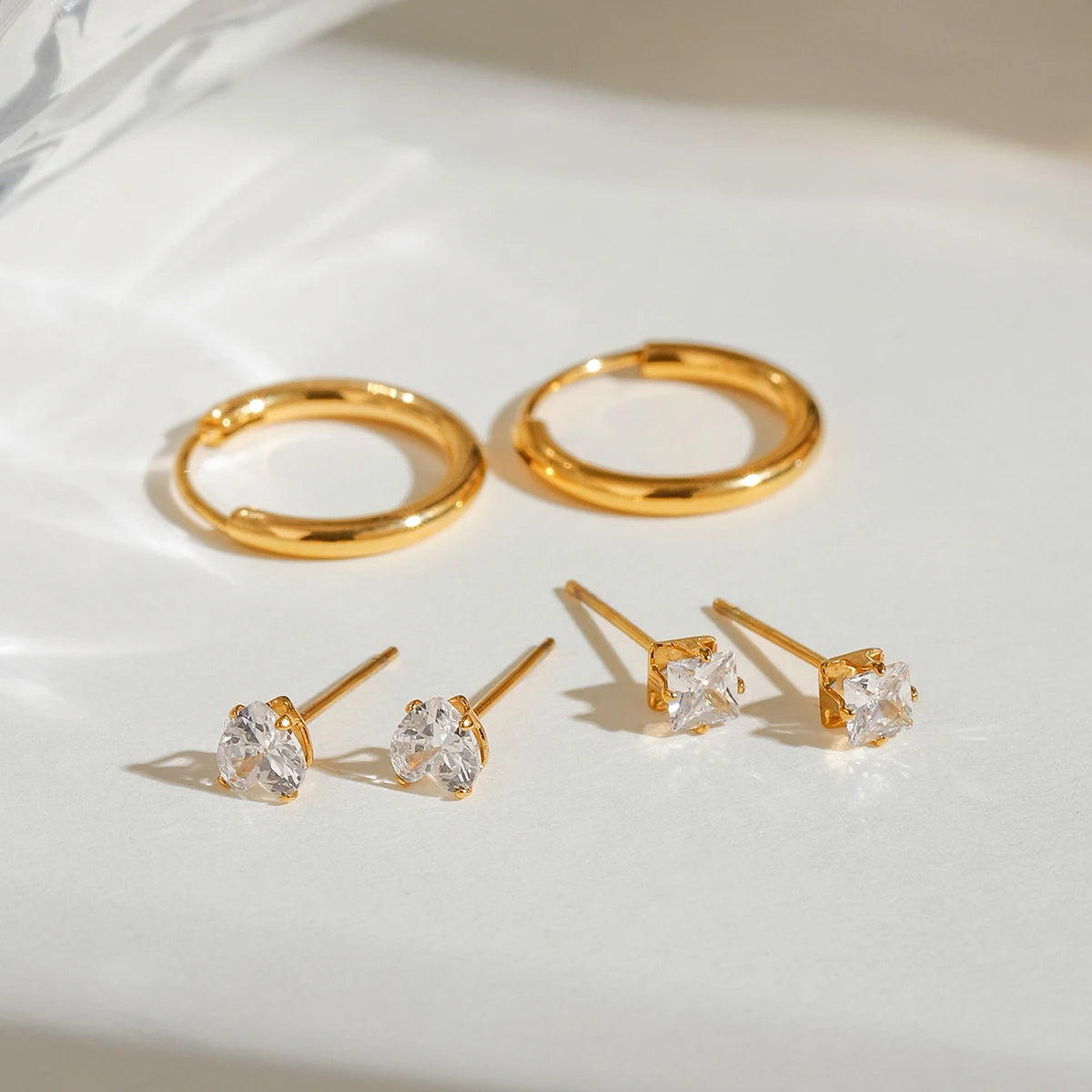 Plain White Zircon Earrings