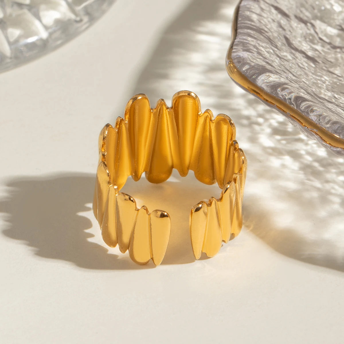 Gold Glossy Water Drop Ring
