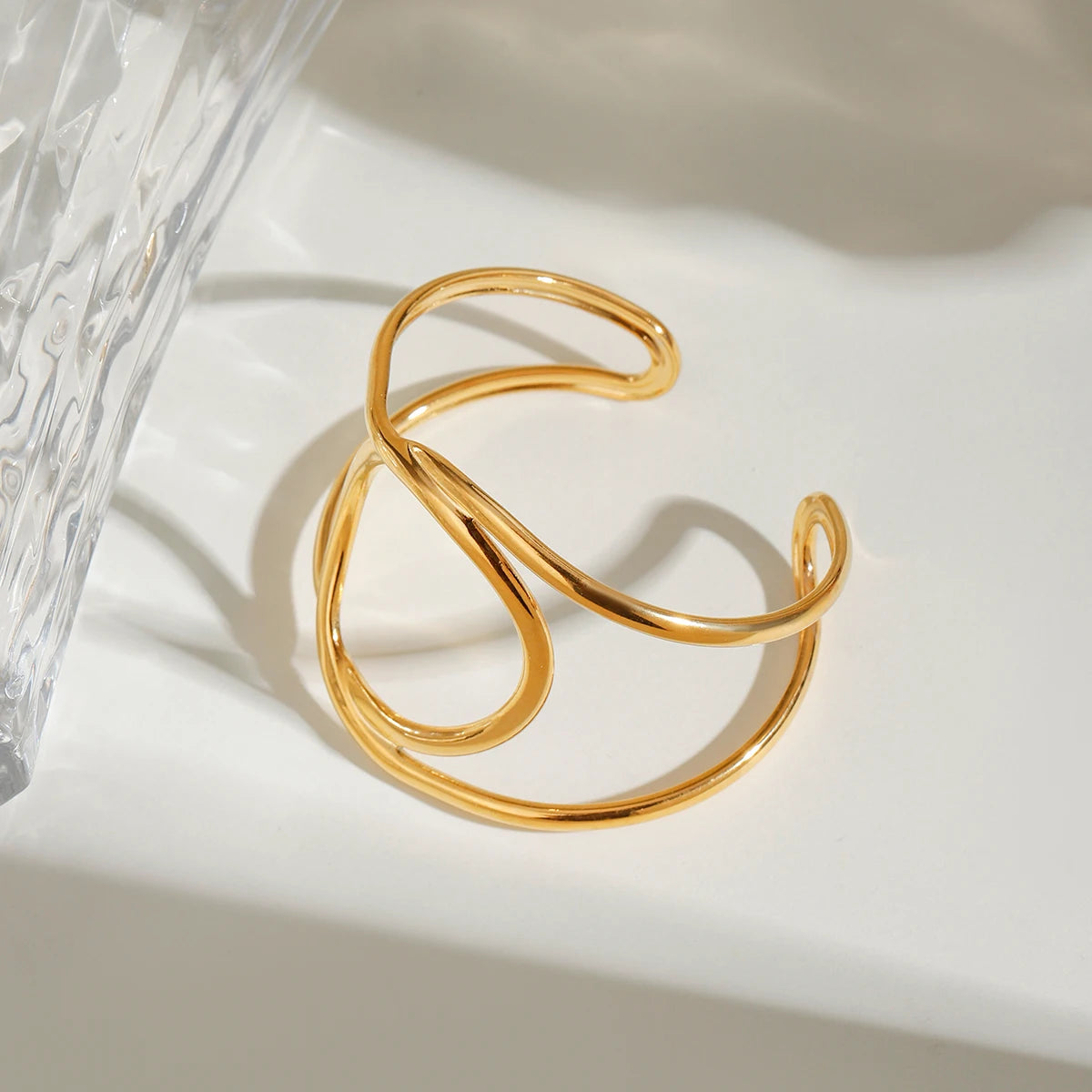 Gold Smooth Wrapped Bangle Bracelet