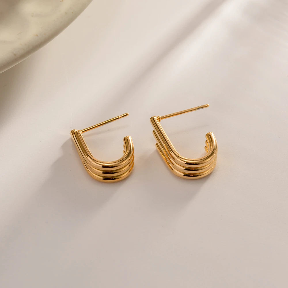 Three-layer U-shaped Earrings