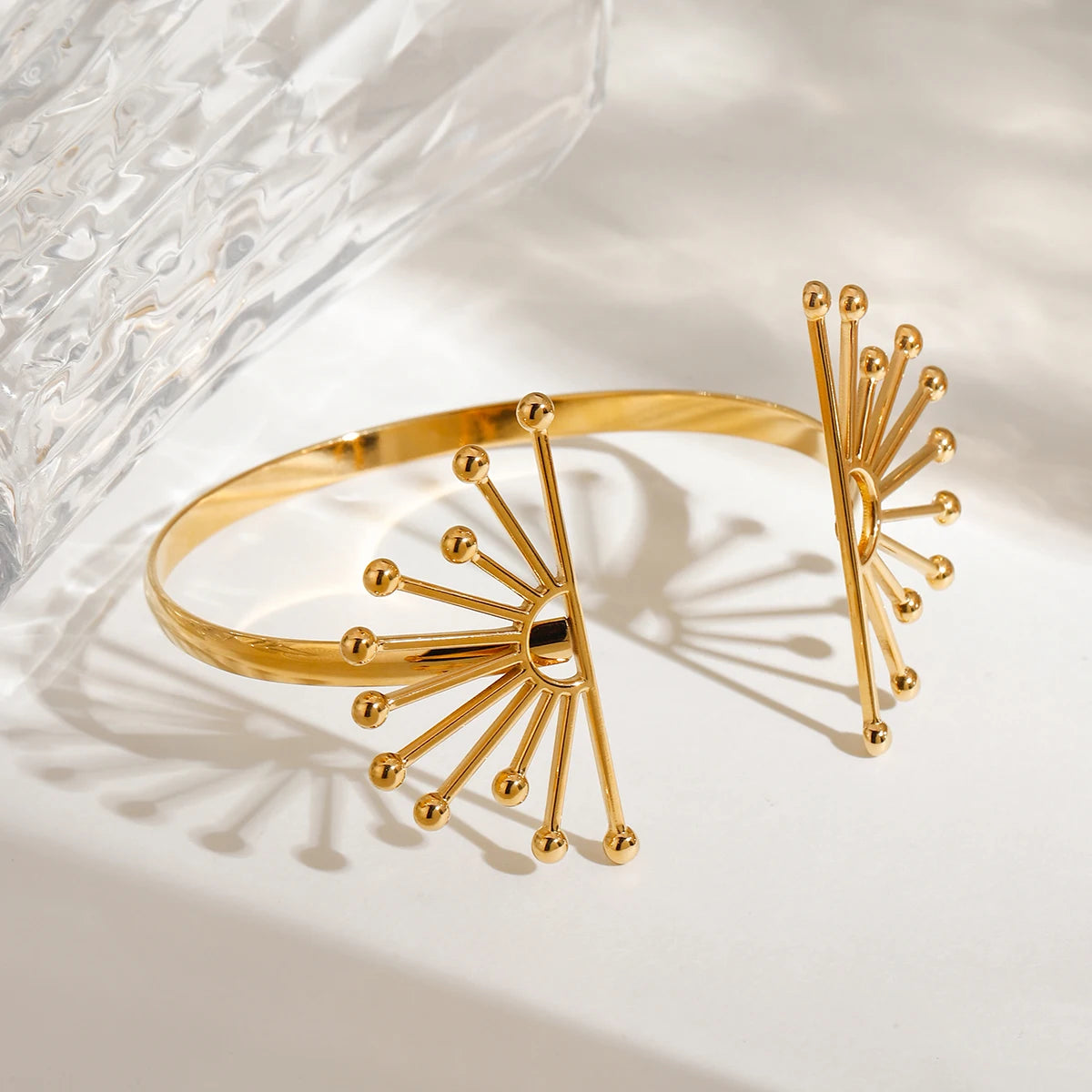 Gold Flower Open Bracelet