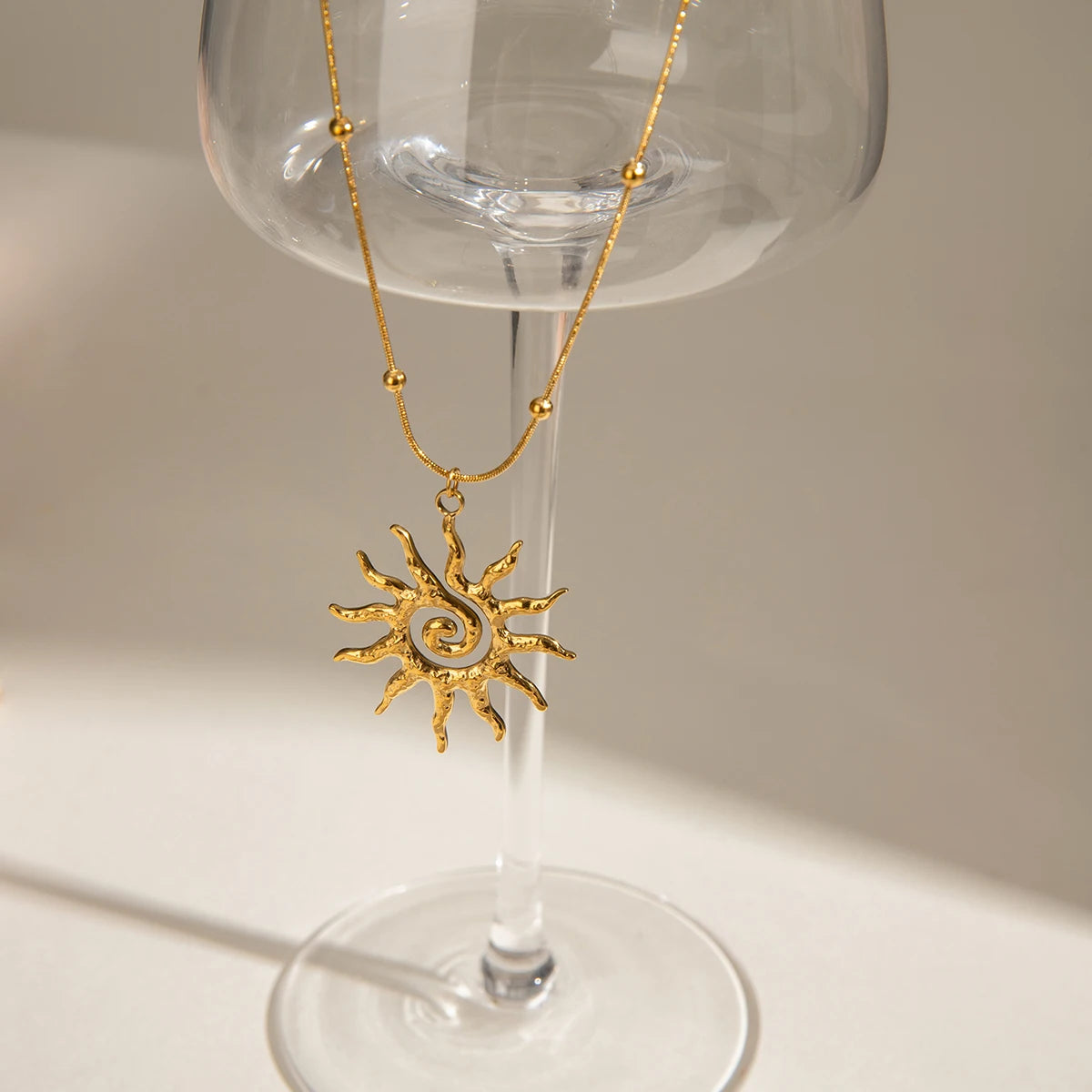 Spiral Sun Pendant Necklace