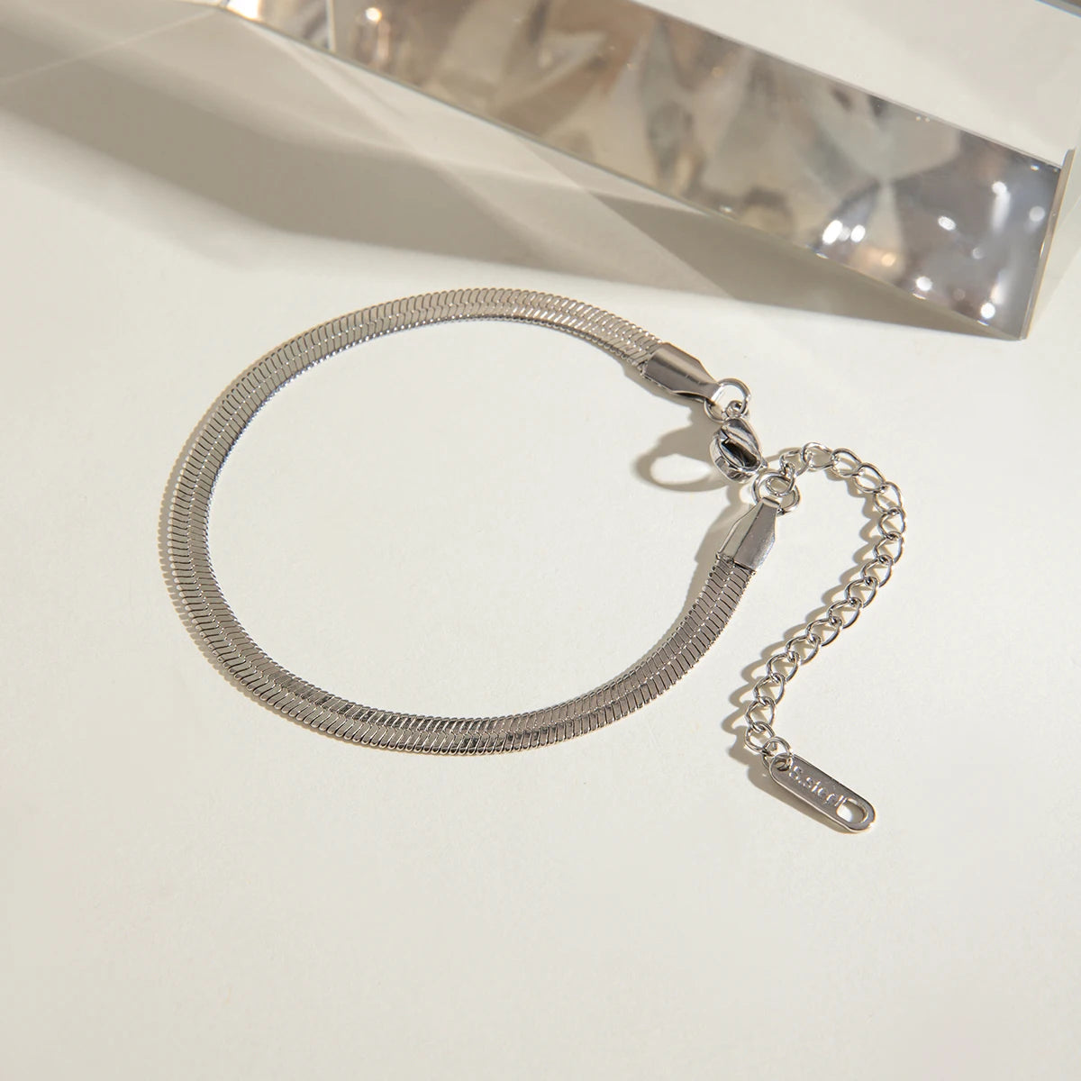 Silver Flat Snake Chain Bracelet