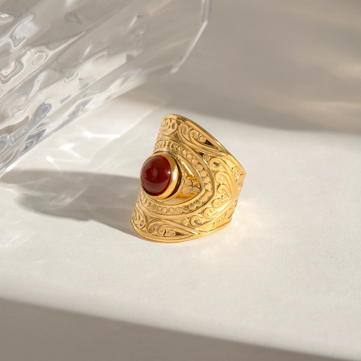 Retro Red Agate Ring