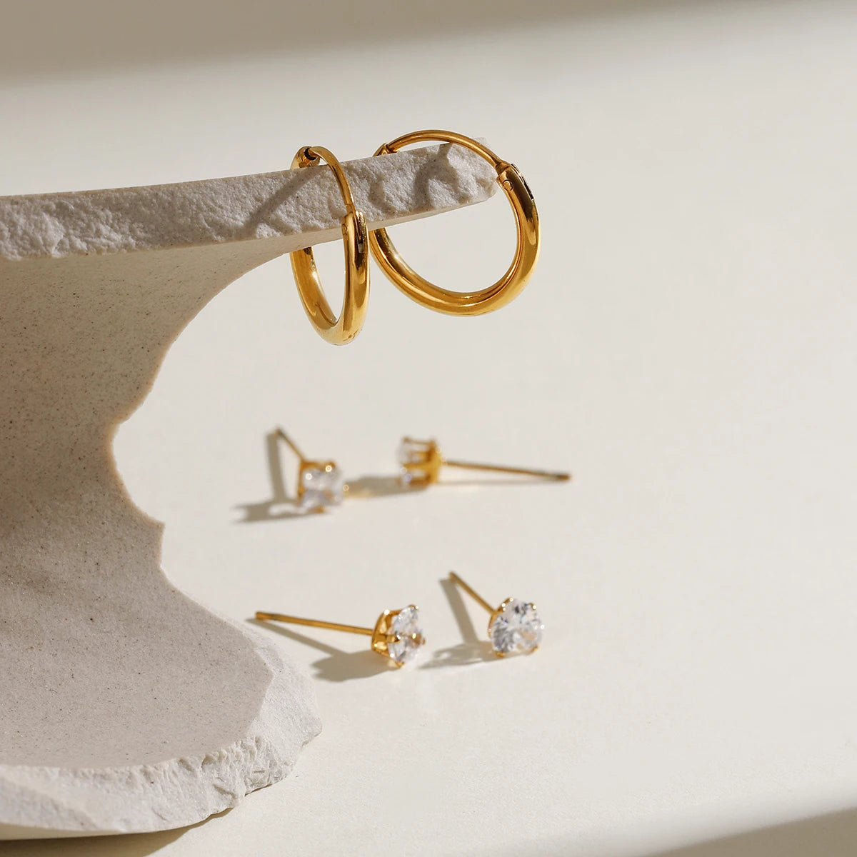 Plain White Zircon Earrings