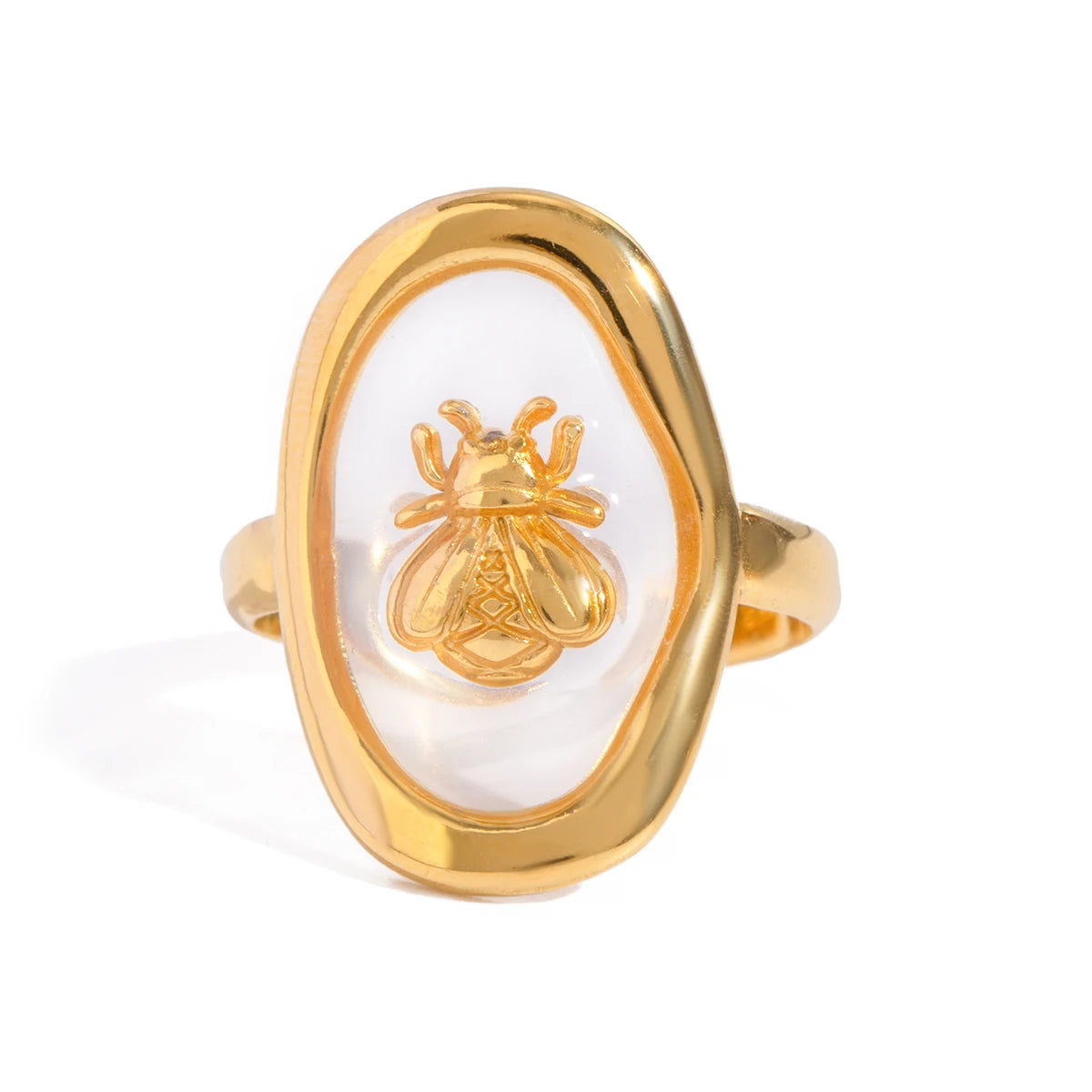 Gold Oval Bee Ring