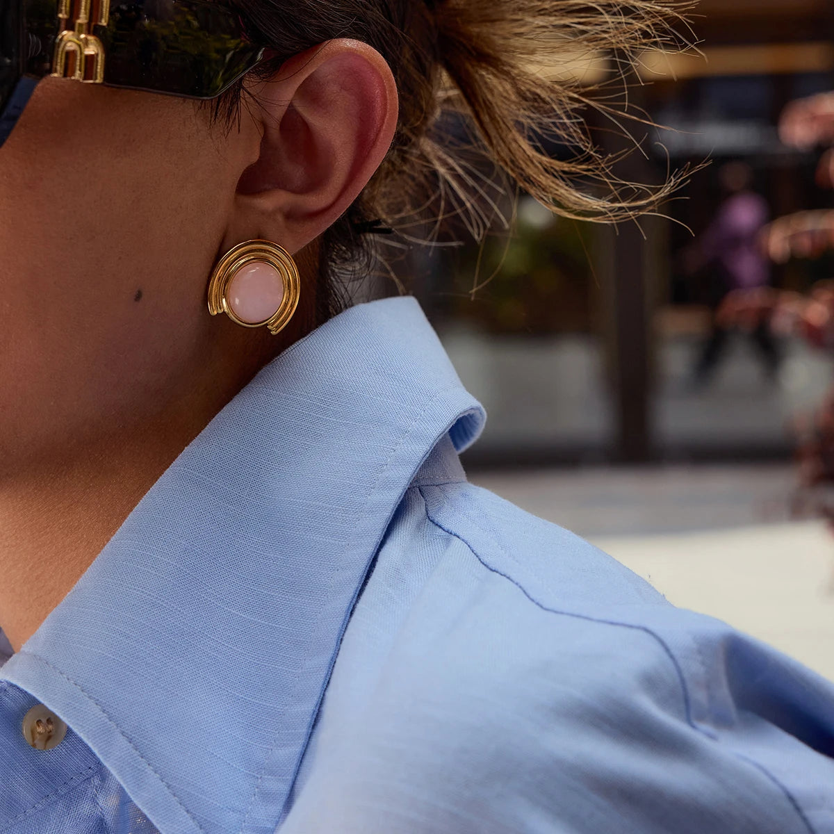 Pink Natural Stone Earings