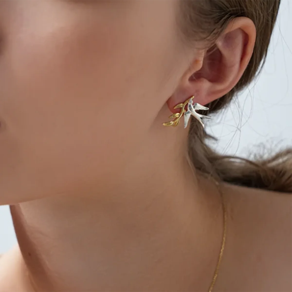 Gold/Silver Dove Leaf Earrings