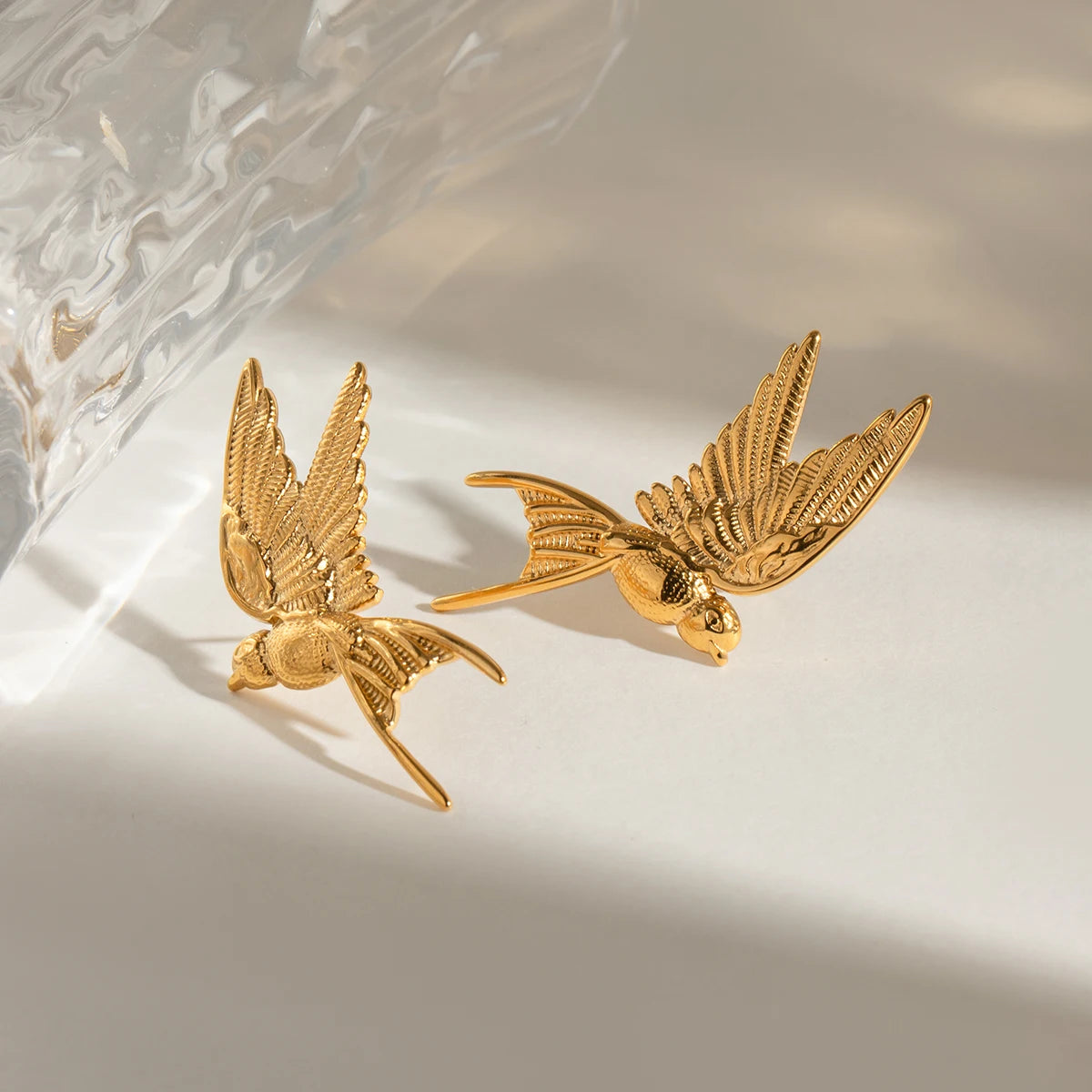 Gold Dove Shaped Earrings