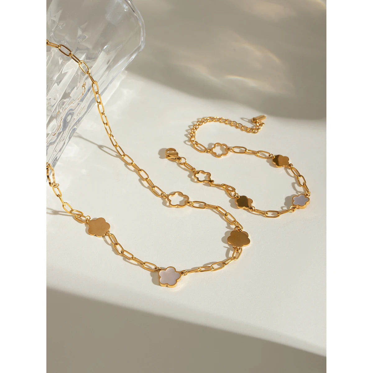 Flower Petal Necklace/Bracelet Set