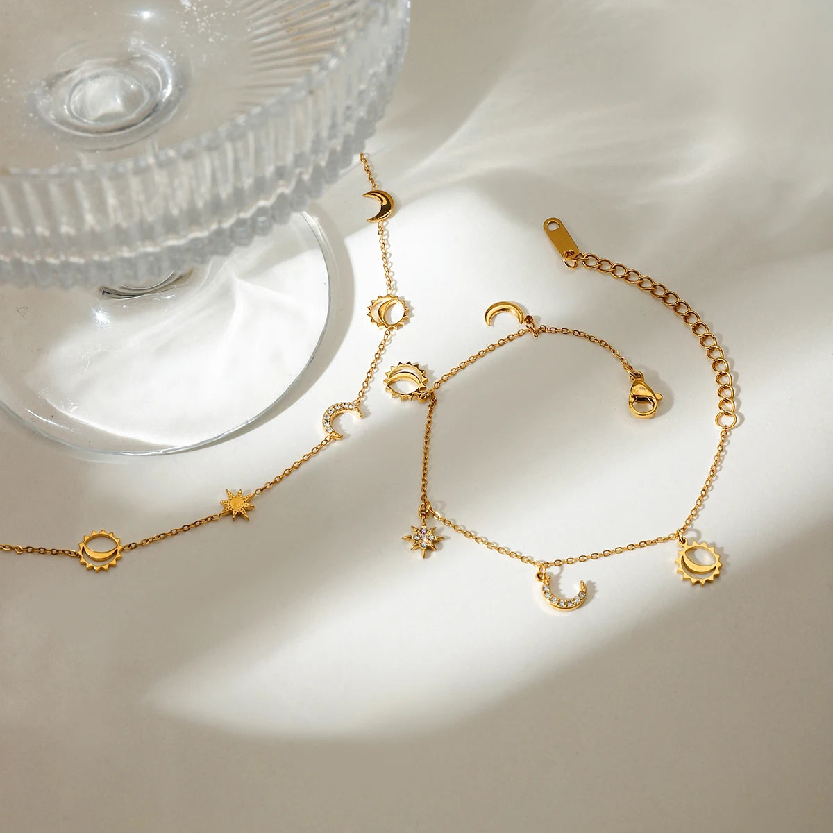 Vintage Star Moon Pendant Bracelet