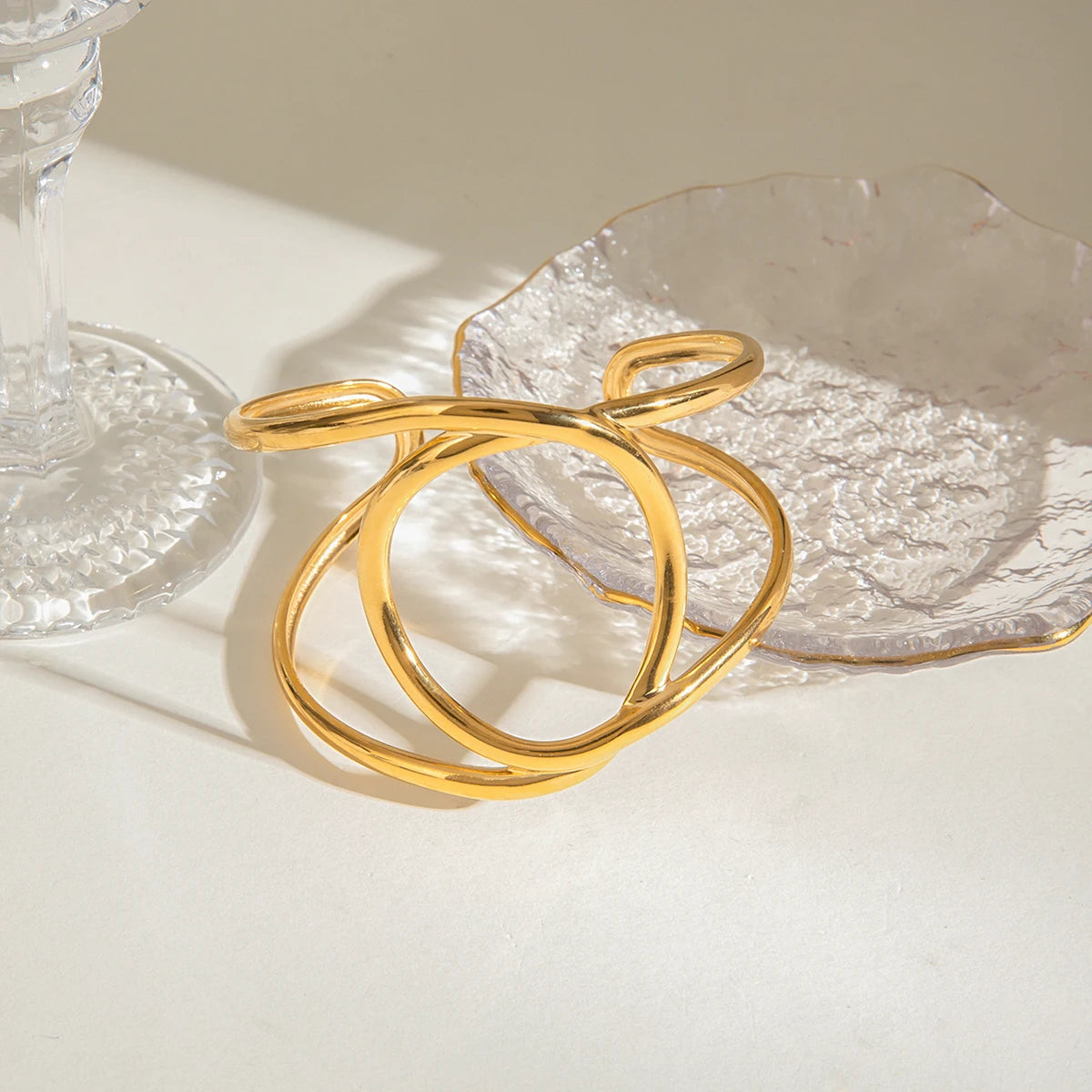 Gold Smooth Wrapped Bangle Bracelet