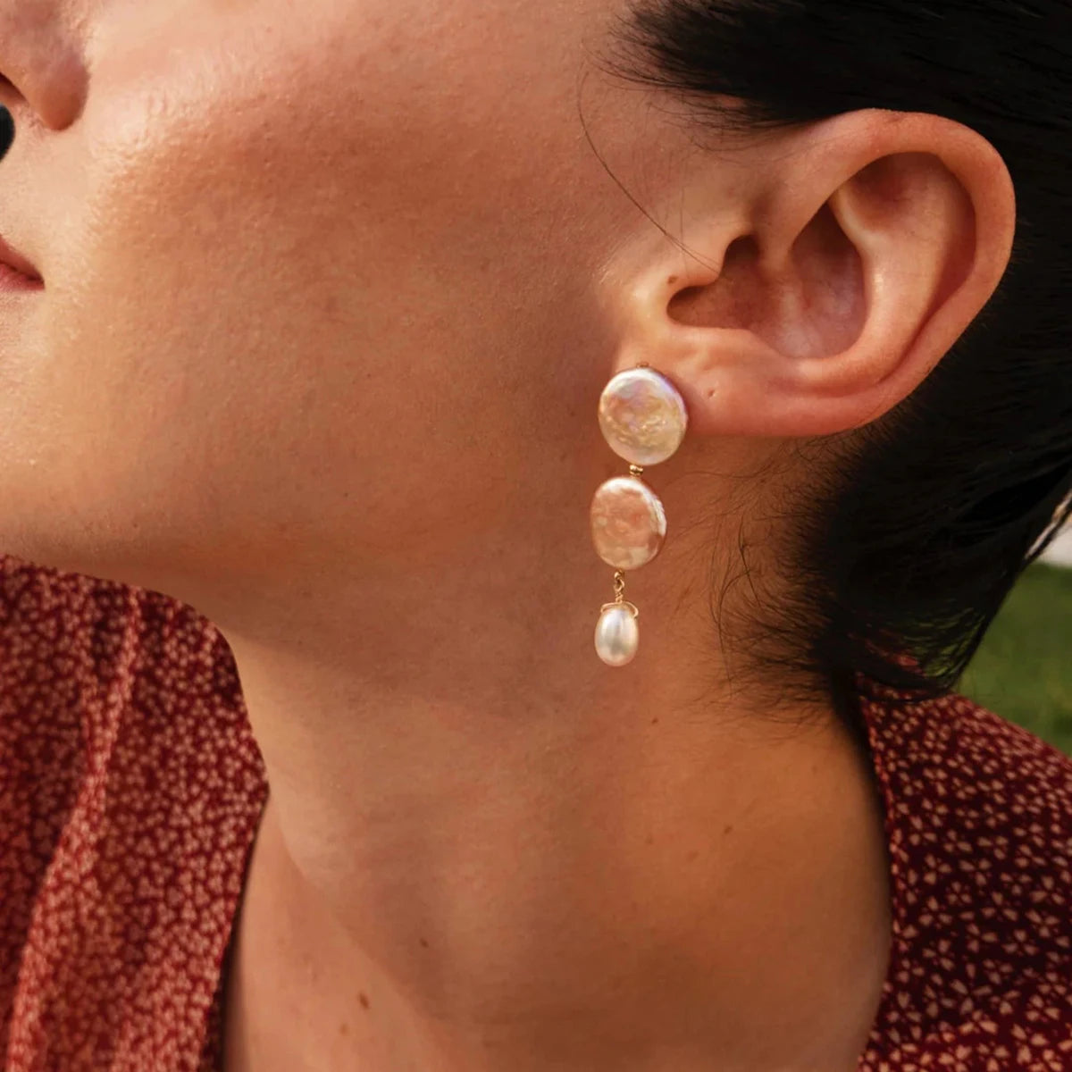 Pearl Button Earrings