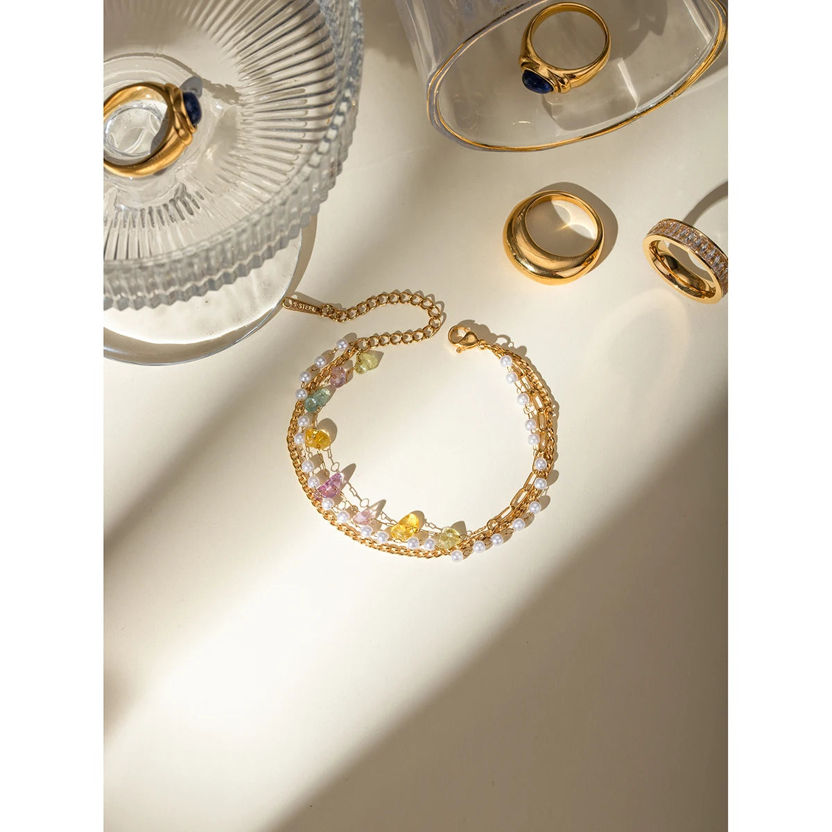 Pearl Colored Gem Bracelet