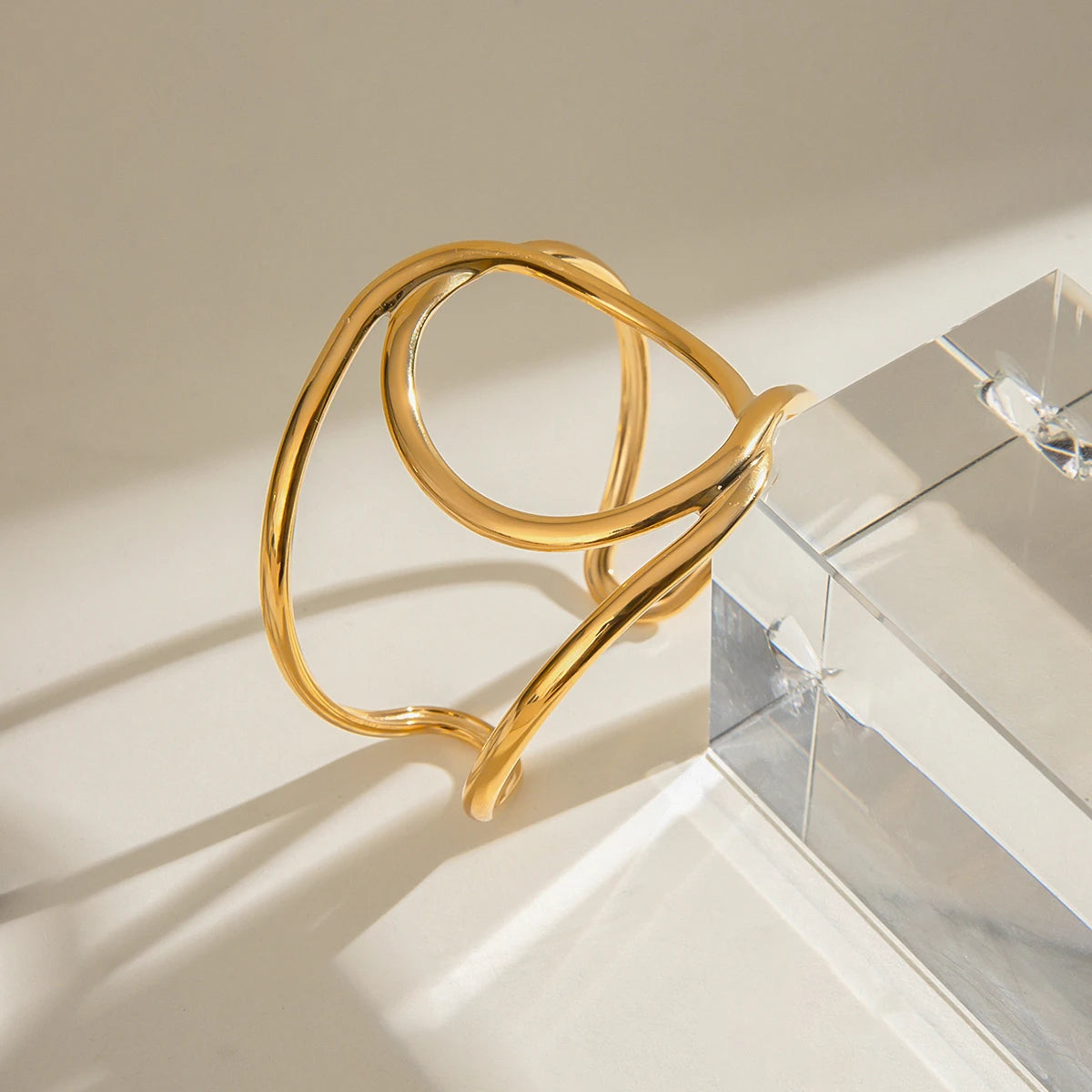 Gold Smooth Wrapped Bangle Bracelet