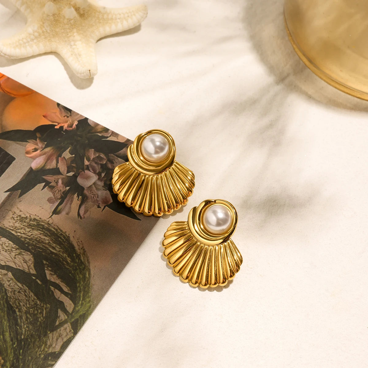 Gold Pearl Earrings
