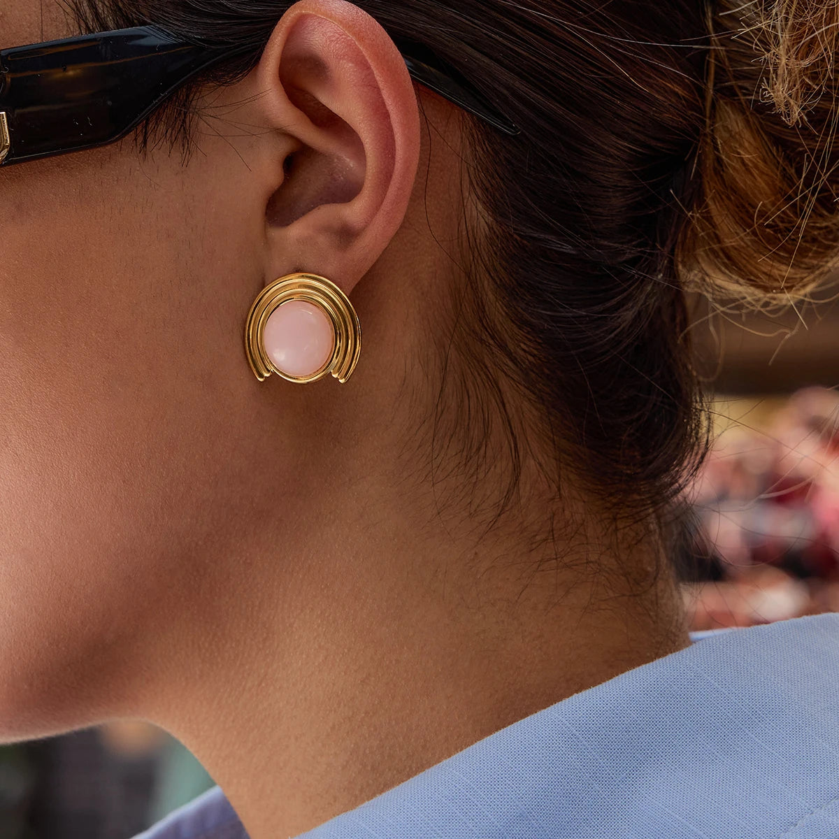 Pink Natural Stone Earings