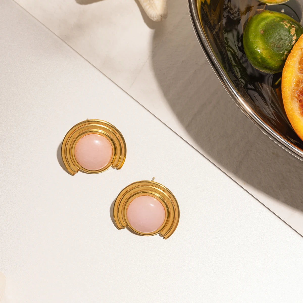 Pink Natural Stone Earings