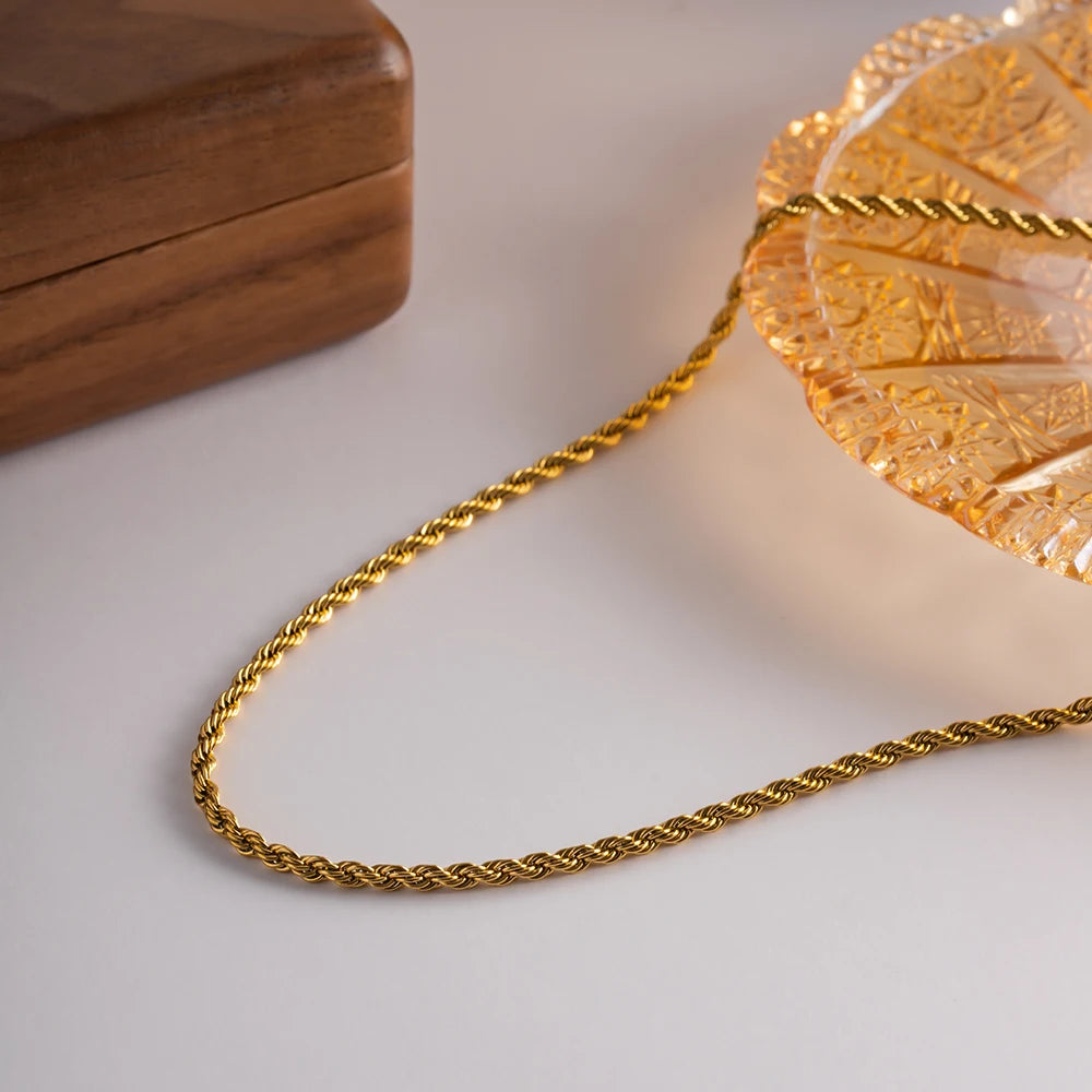 Gold Twist Chain Necklace