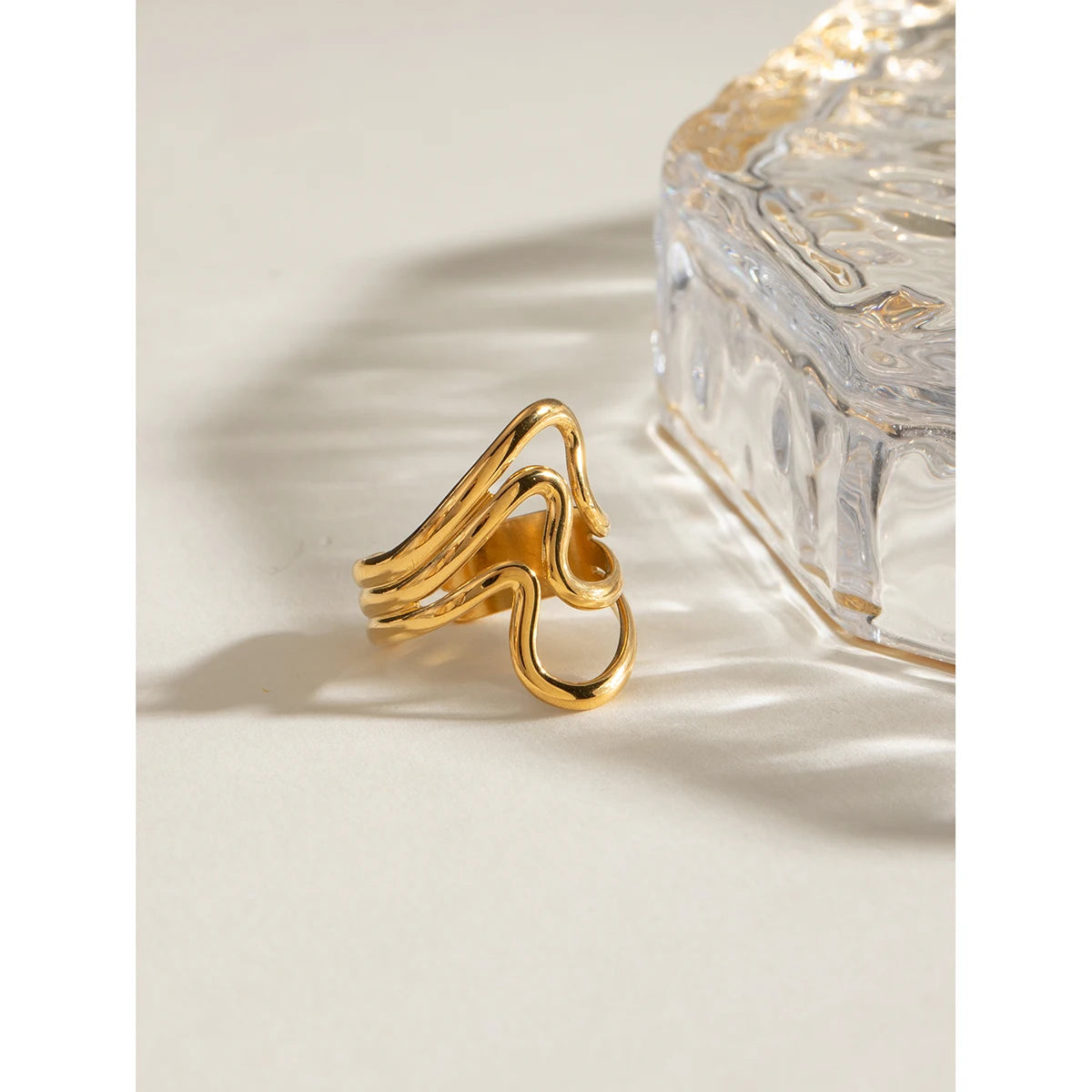 Gold Ripple Open Ring