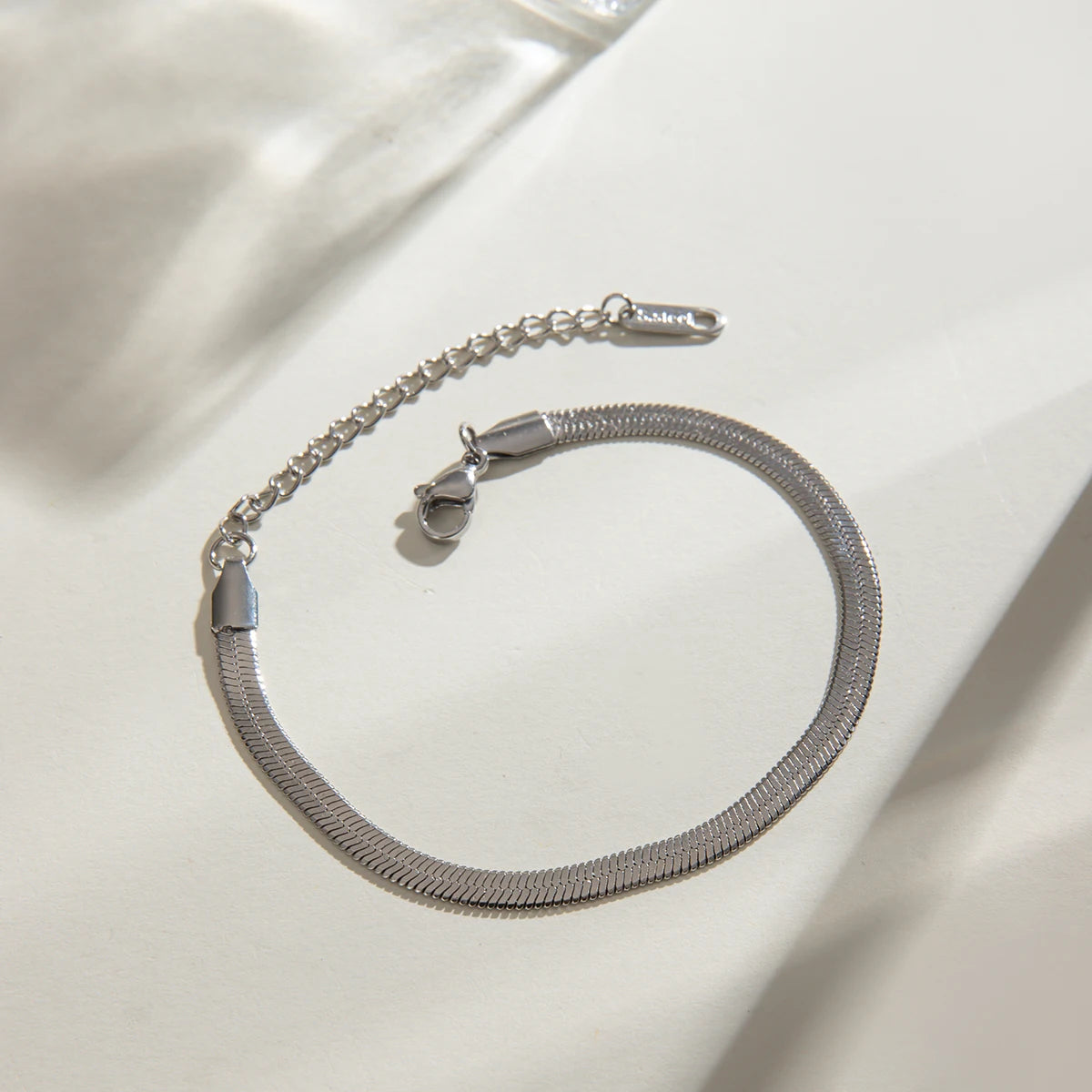 Silver Flat Snake Chain Bracelet