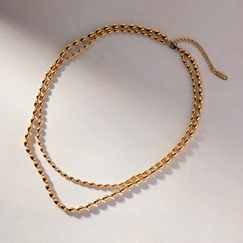 Gold Millet Bead Necklace