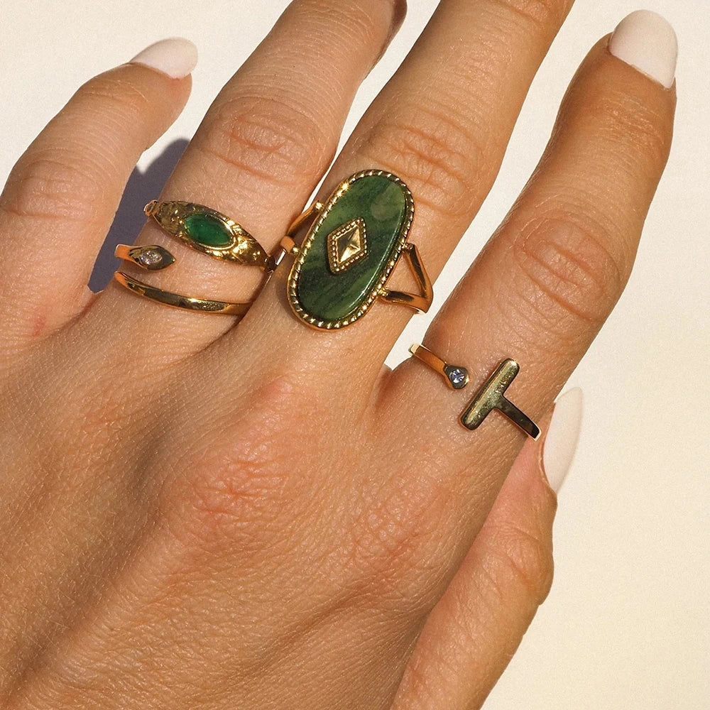 Vintage Oval Open Stone Ring