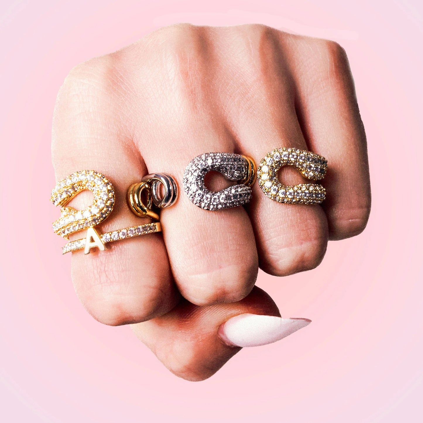 Rhinestone Paper Clip Ring