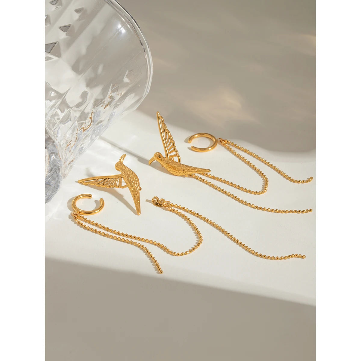 Gold Tassel Dove Earrings