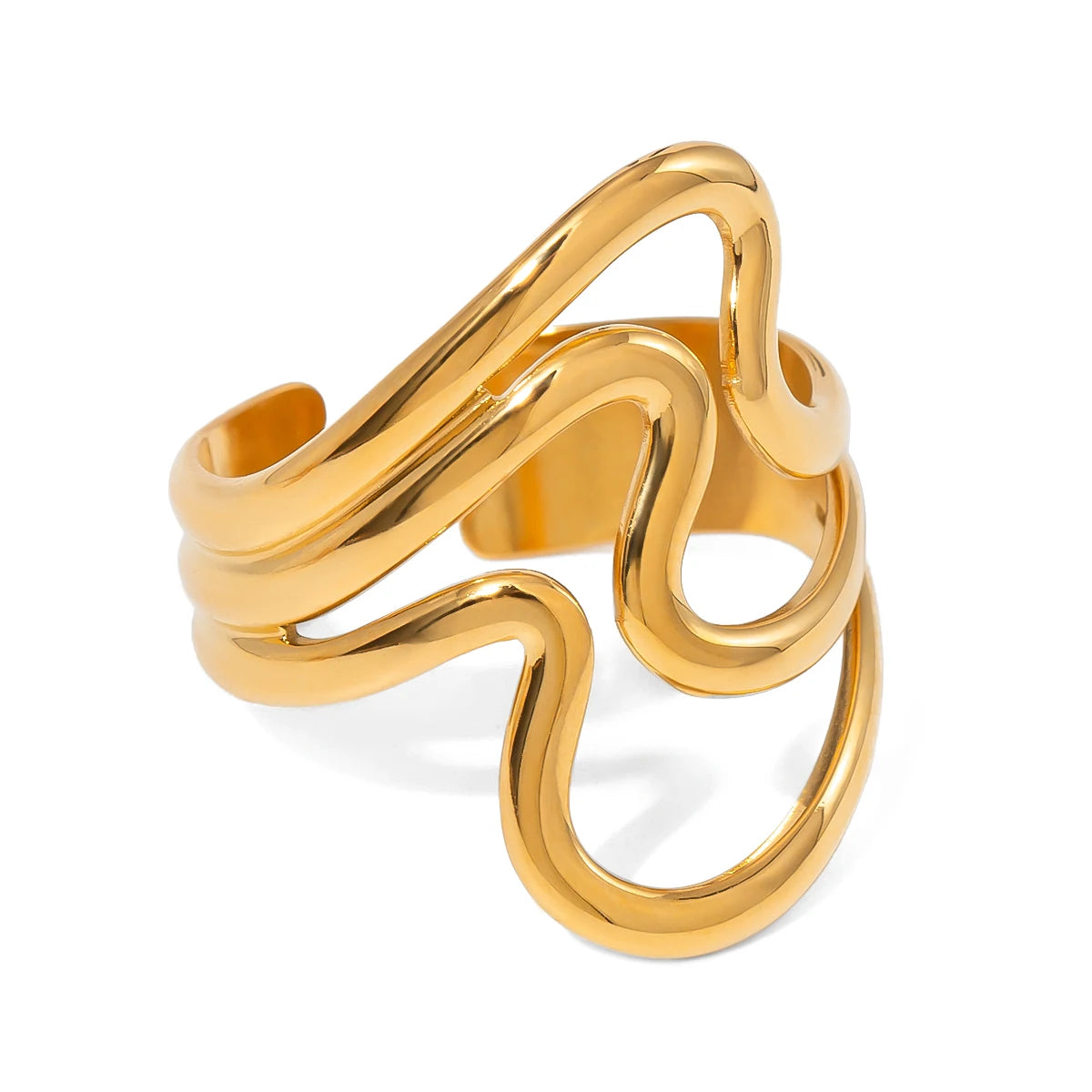 Gold Ripple Open Ring