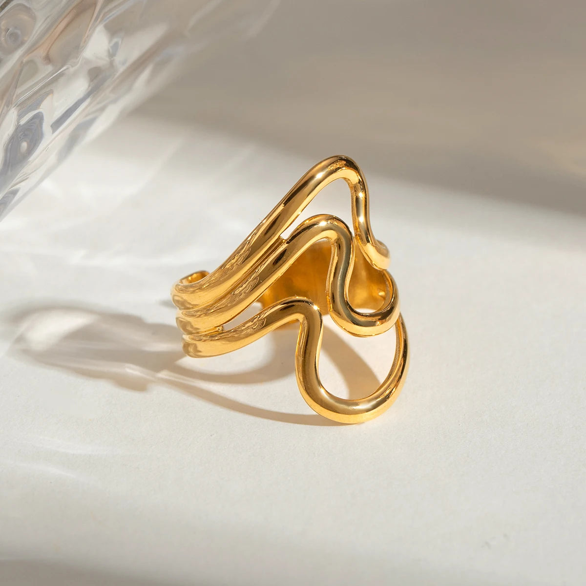 Gold Ripple Open Ring