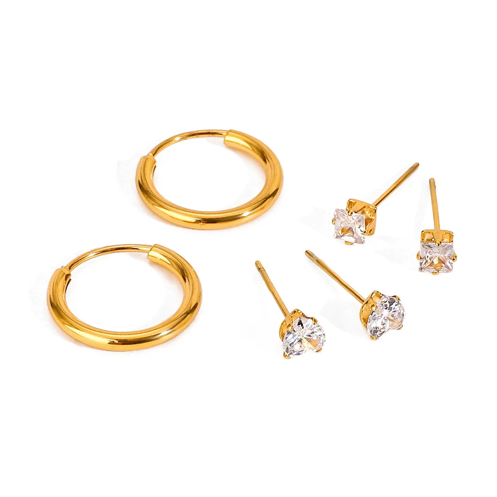 Plain White Zircon Earrings