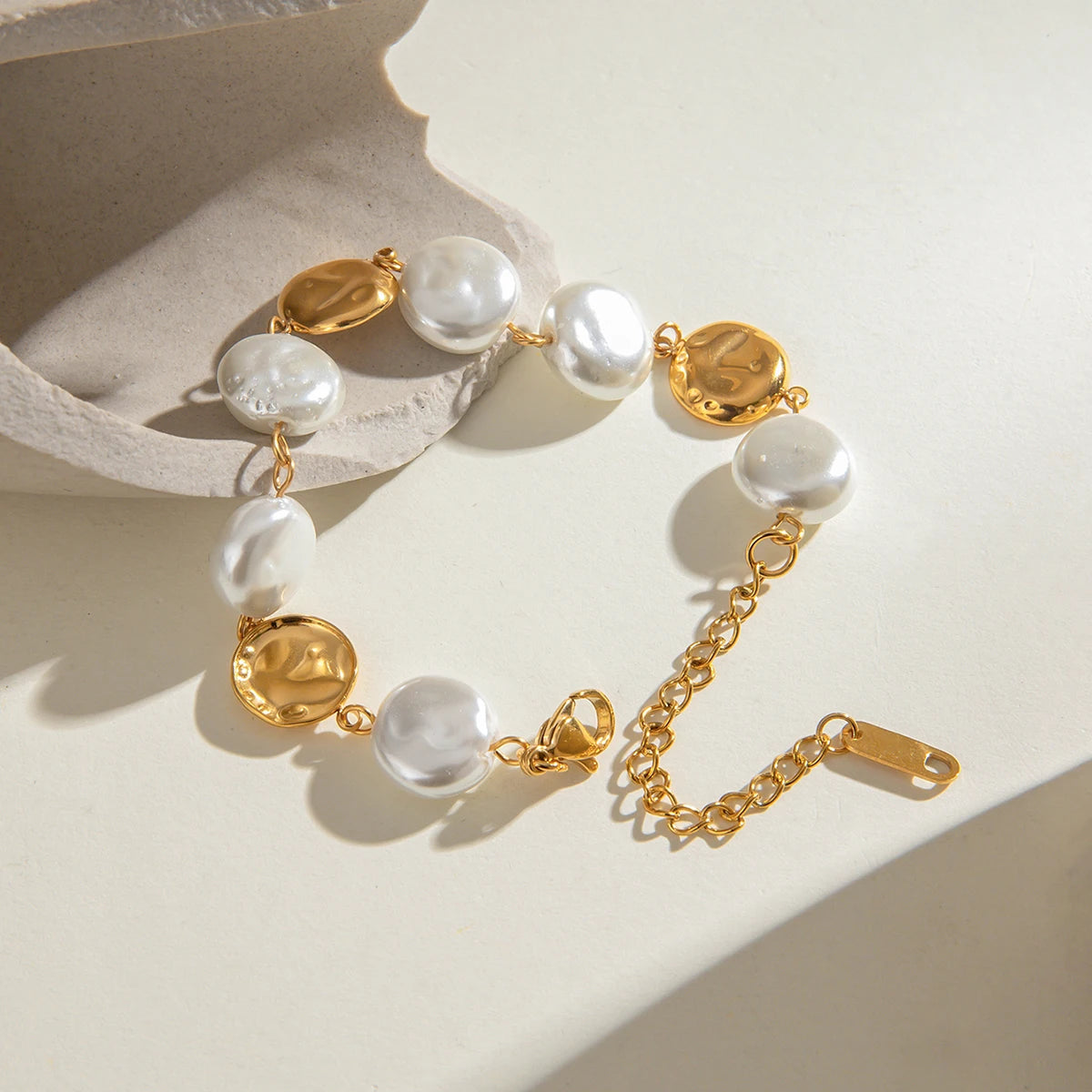 Coin Pearl Charm Bracelet