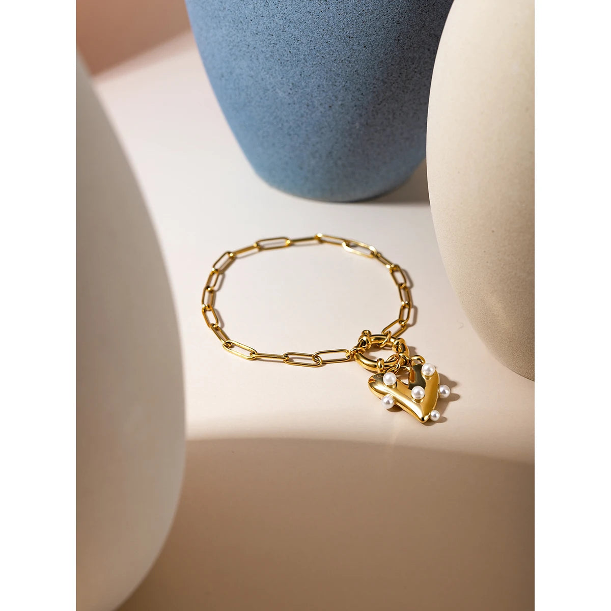Love Heart Pearl Pendant Bracelet