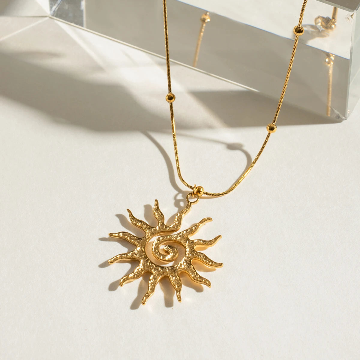 Spiral Sun Pendant Necklace