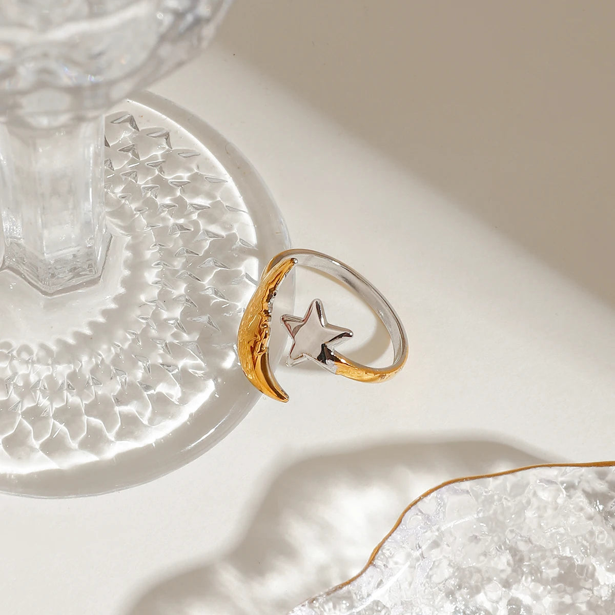 Star and Moon Open Ring