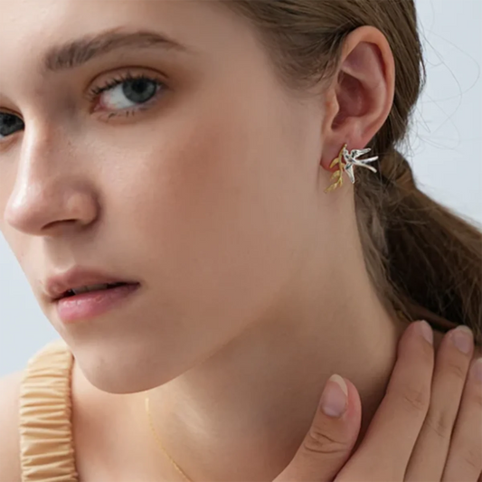 Gold/Silver Dove Leaf Earrings