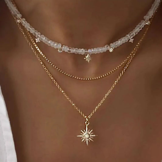 Vintage Three Layer Star Necklace