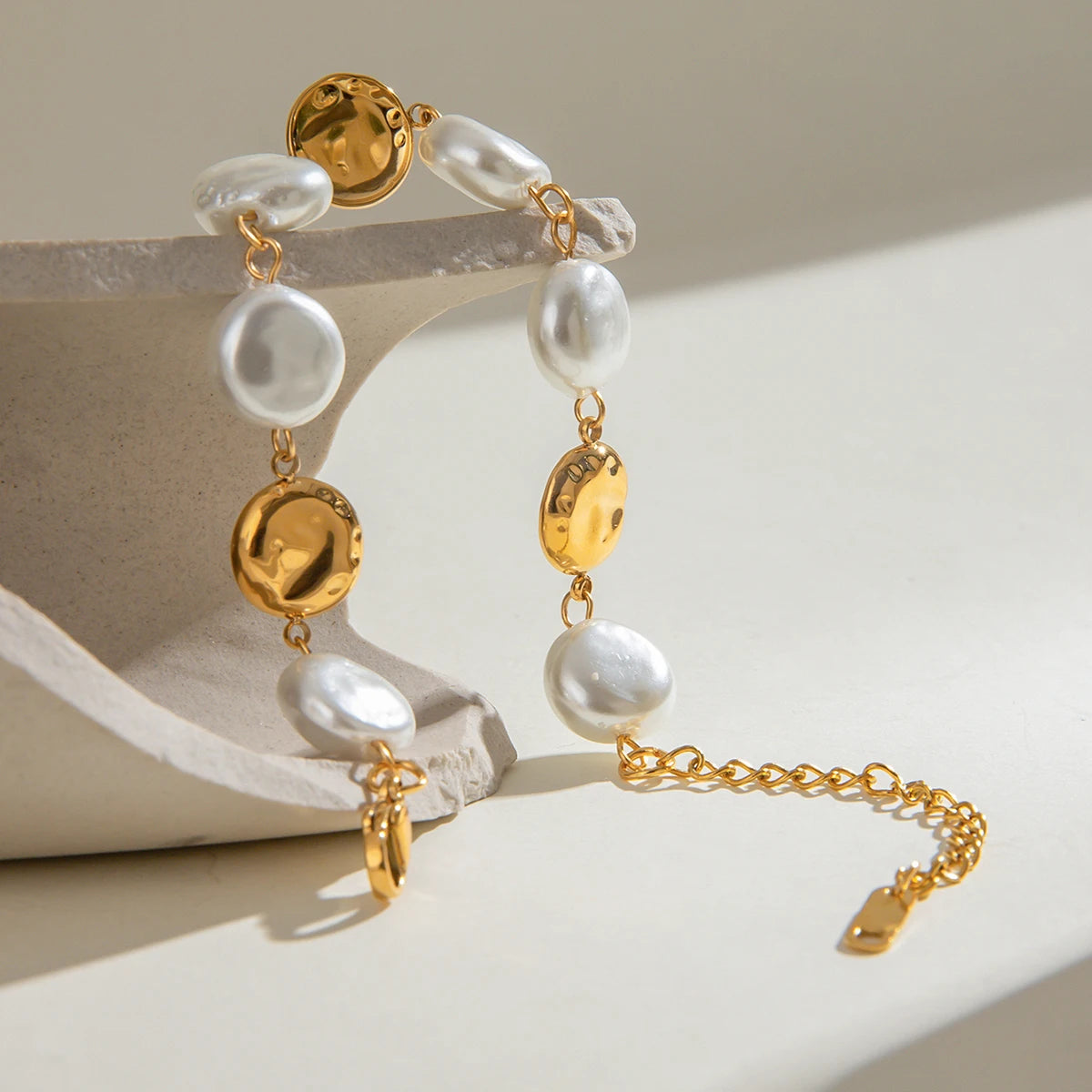 Coin Pearl Charm Bracelet