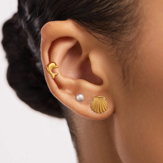 Dolphin Pearl Earring Set