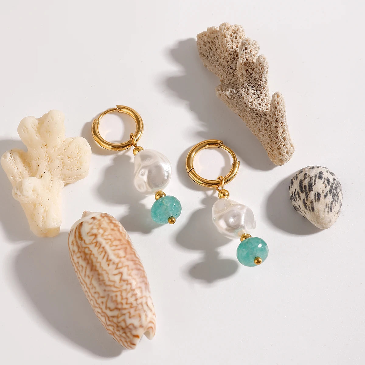 Pearl Green Stone Earring